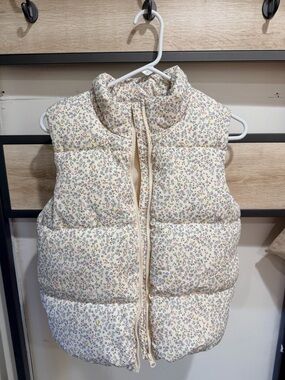 H&M Cream Floral Puffer Vest with Pastel Accents
